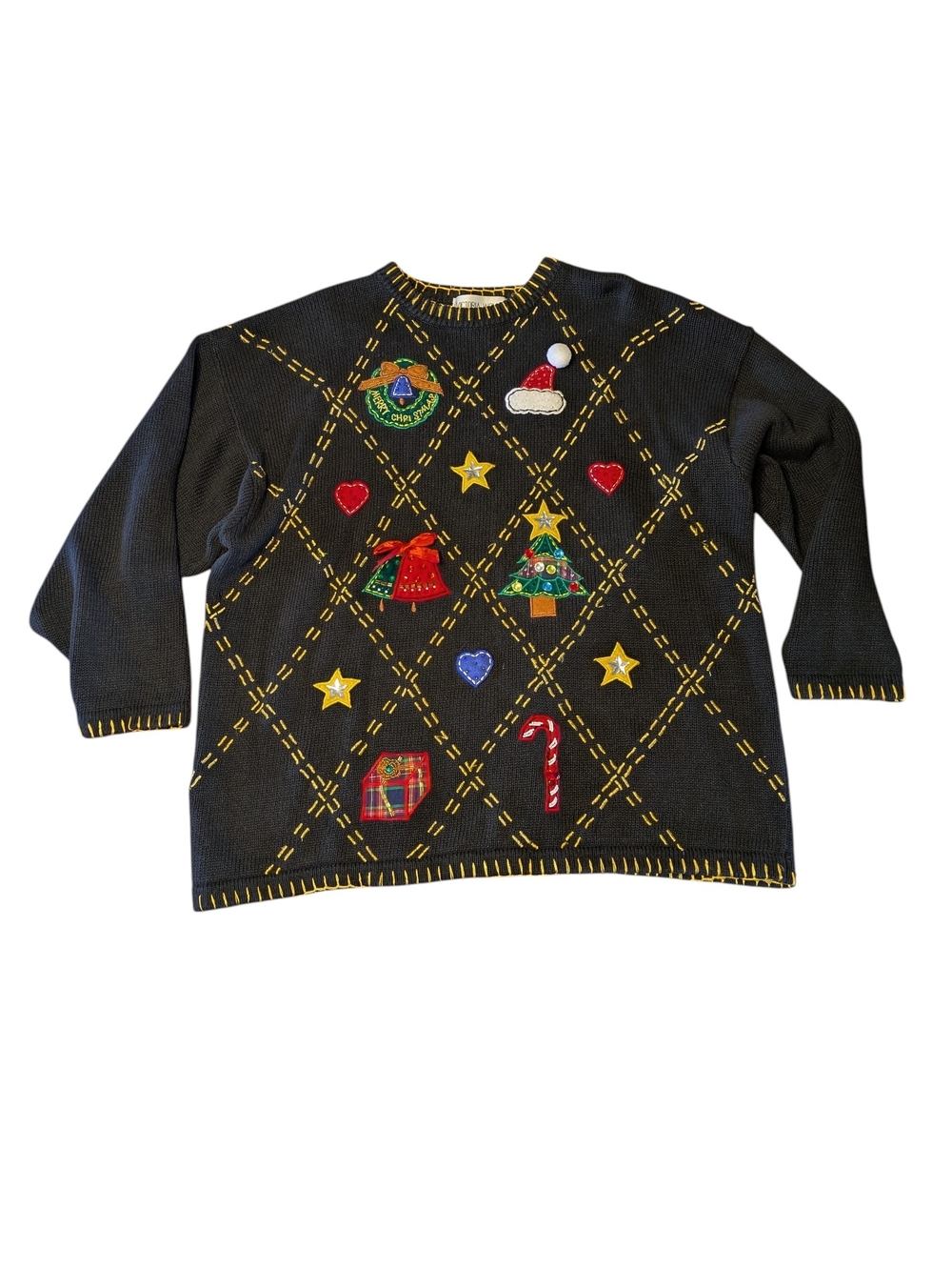 Vintage Victoria Jones Woman 2X Christmas Sweater With Jeweled Embellishments